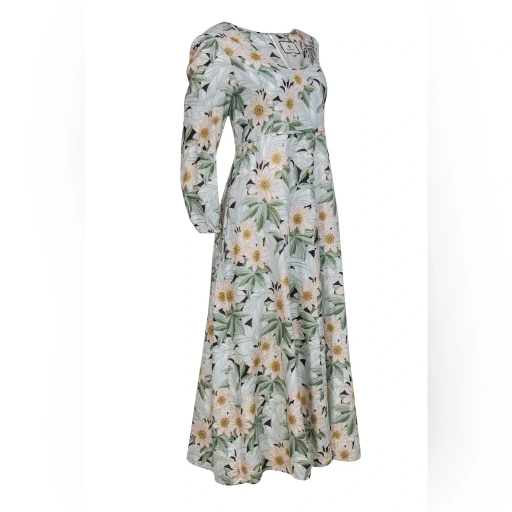 Tuckernuck Floral Long Sleeve Dress - Green and White - Picture 2 of 16
